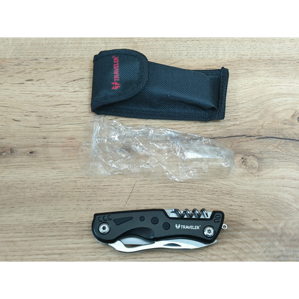Туристичний ніж-мультитул Traveler MS-001 Black  з чохлом
