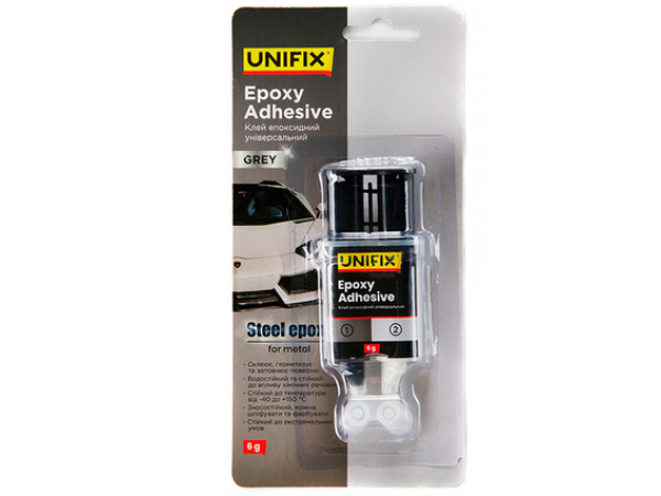 Клей для металу та магнітів епоксидний двокомпонентний у шприці Unifix, 6г