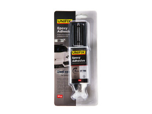 Клей для металла и магнитов эпоксидный двухкомпонентный в шприце Unifix, 30г