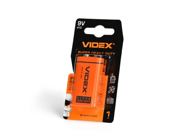 Батарейка Крона 6F22 Videx (9 В)
