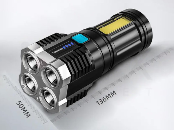 Портативний світлодіодний ліхтар високої потужності 4 LED + бокове COB світло з USB (ZG-12 / LS03)