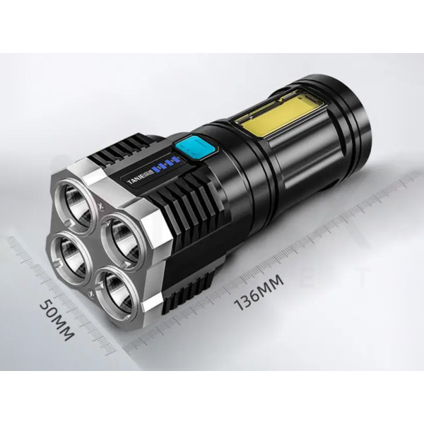 Портативний світлодіодний ліхтар високої потужності 4 LED + бокове COB світло з USB (ZG-12 / LS03)